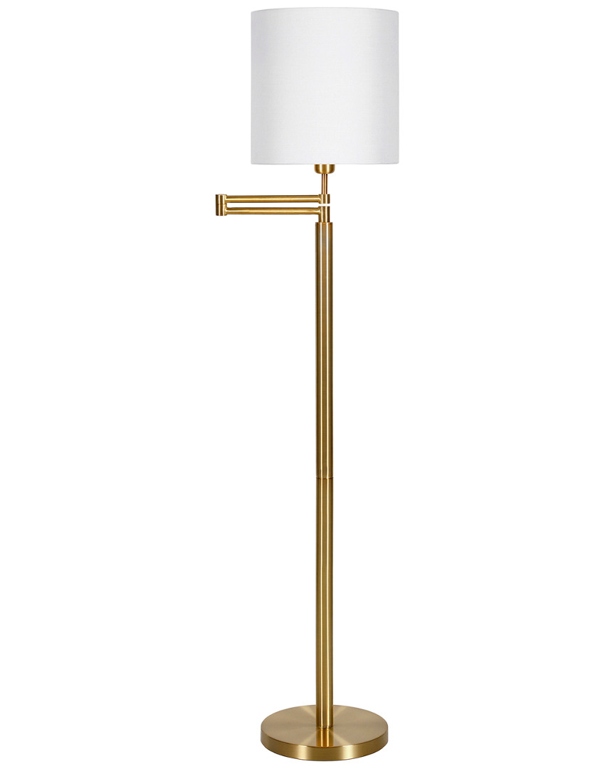 Abraham + Ivy Moby Swing Arm Brass Floor Lamp With Drum Shade In Gold