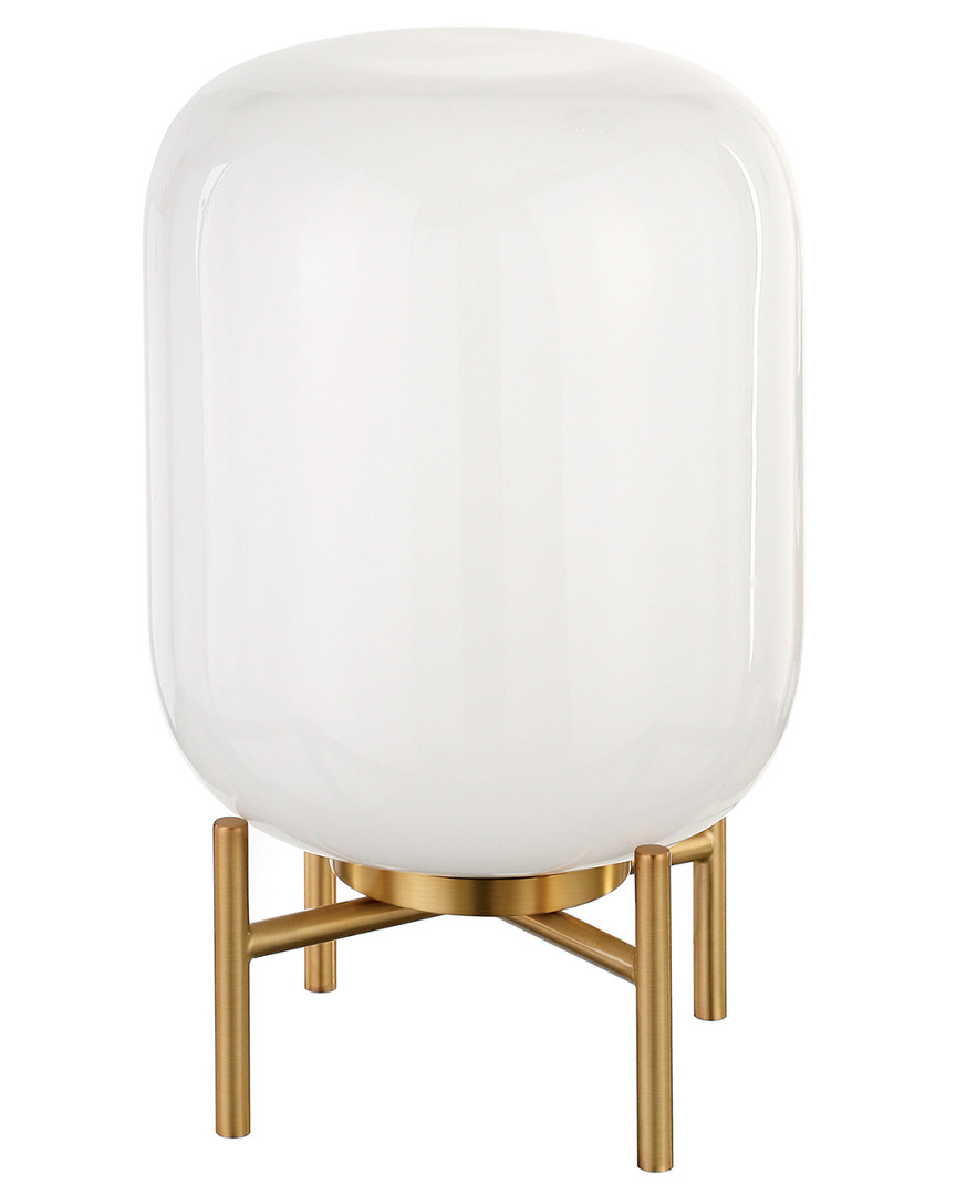 Abraham + Ivy Edison White Milk Glass Globe & Brass Table Lamp In Gold