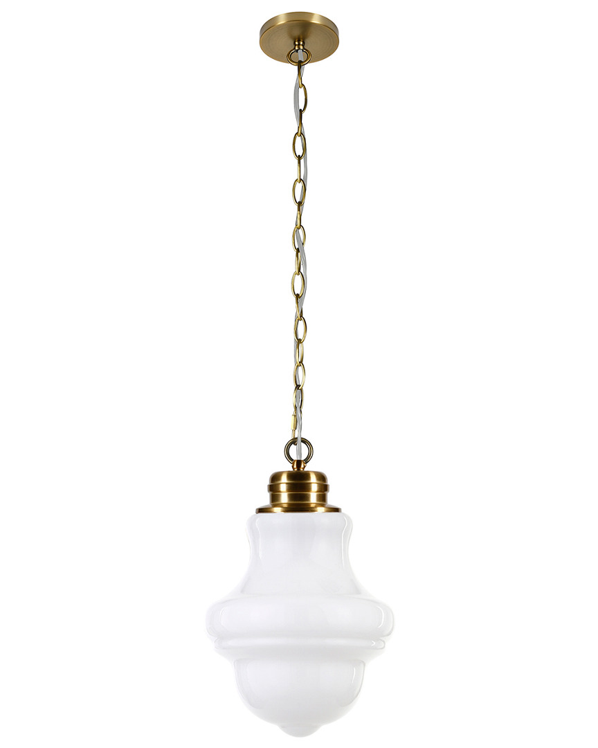Abraham + Ivy Annie Brass & White Milk Glass Pendant In Gold