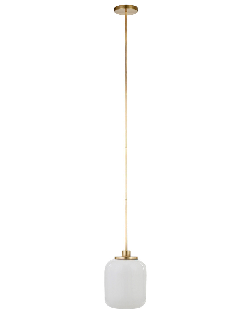 Abraham + Ivy Agnolo Brass Pendant With White Milk Glass Shade In Gold