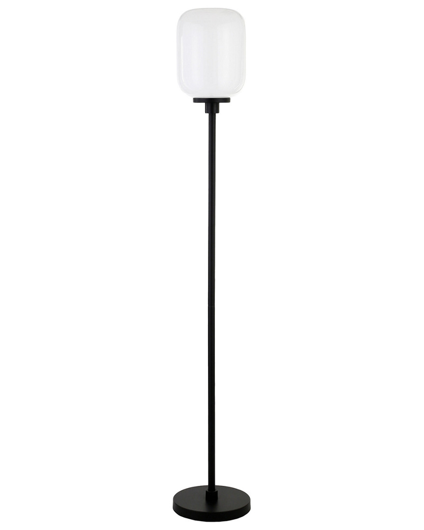 Abraham + Ivy Agnolo Floor Lamp With White Milk Glass Shade In Black
