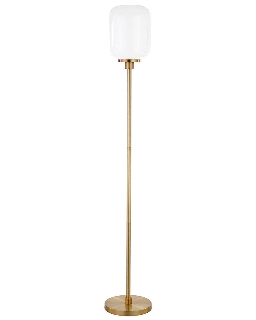Abraham + Ivy Agnolo Brass Floor Lamp With White Milk Glass Shade In Gold