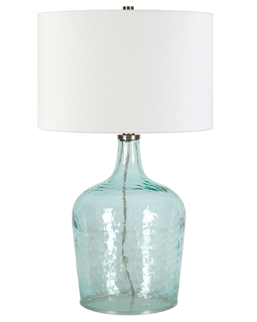 Abraham + Ivy Casco Blue Glass Table Lamp With Brushed Nickel Accents