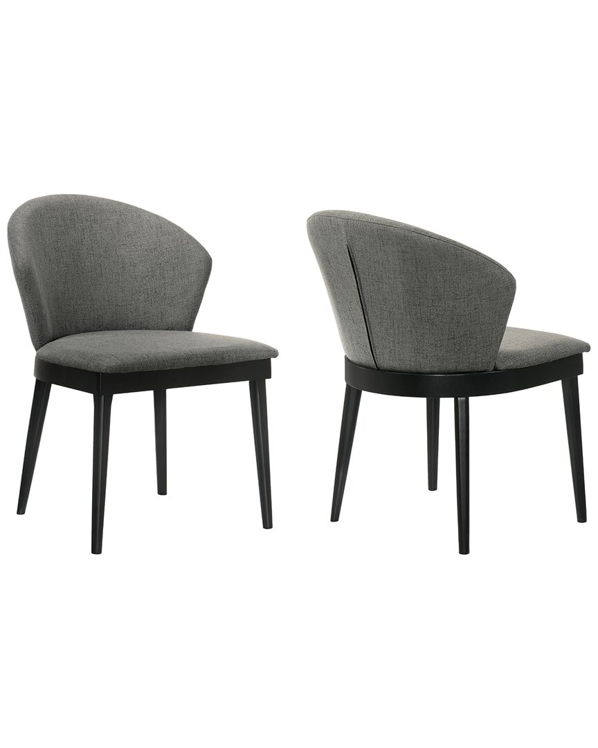 Armen Living Set Of 2 Juno Wood Dining Side Chairs In Charcoal
