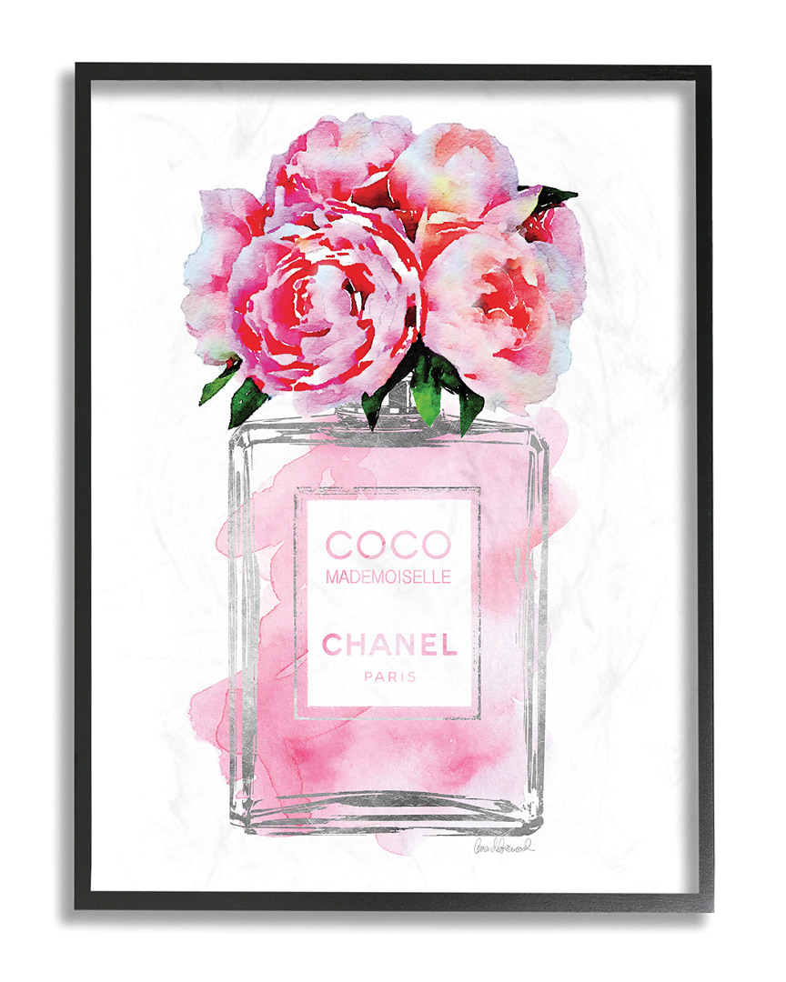Stupell Glam Perfume Bottle V2 Flower Silver Pink Peony