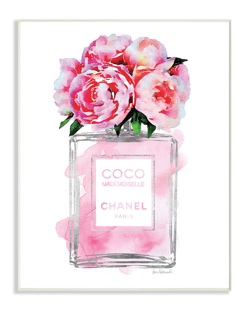 Stupell Glam Perfume Bottle V2 Flower Silver Pink Peony