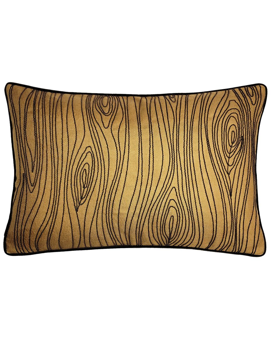 Edie Home Edie@home Embroidered Wood Grain Pillow Cover In Brown