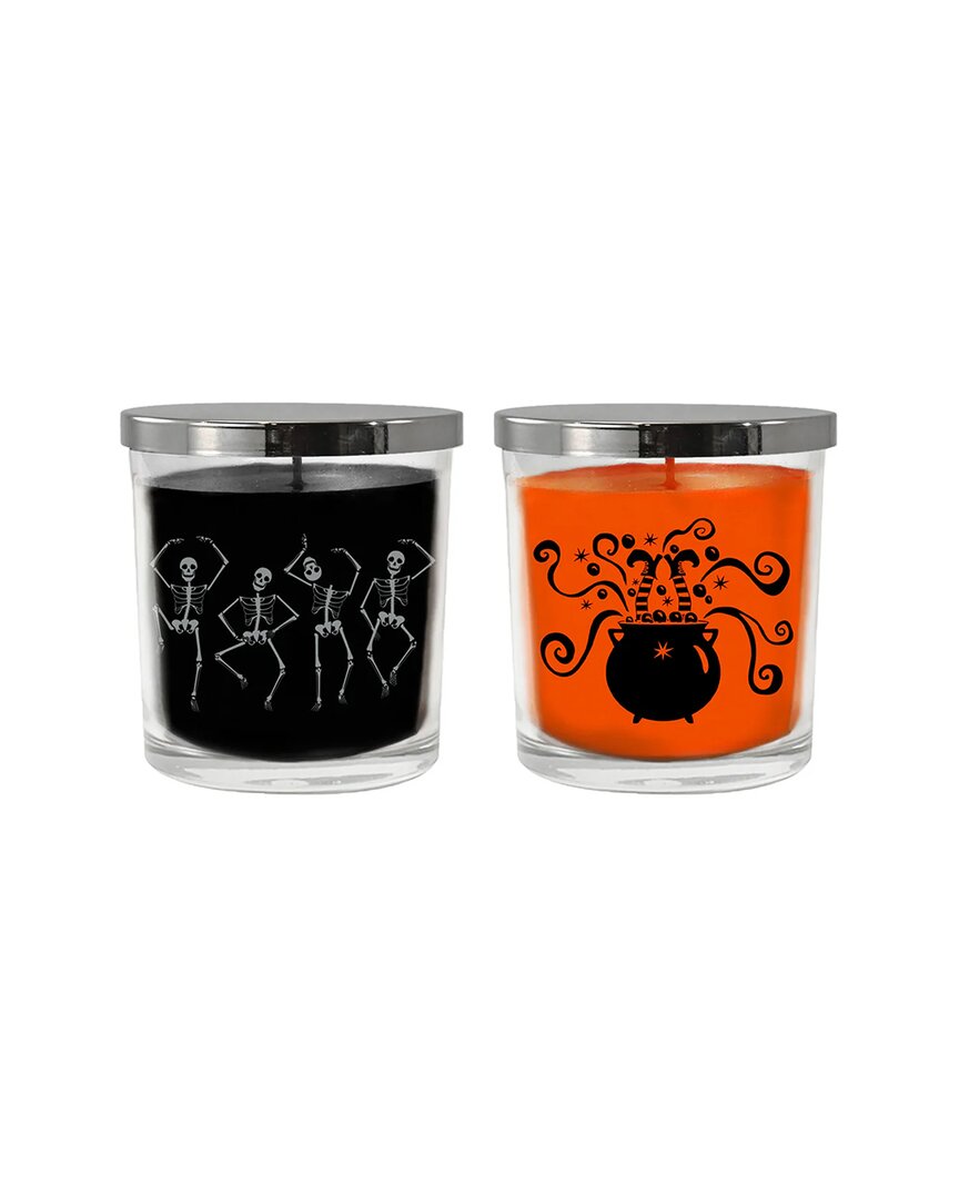 Lumabase Set Of 2 Halloween Collection Scented Wax Candles In Orange