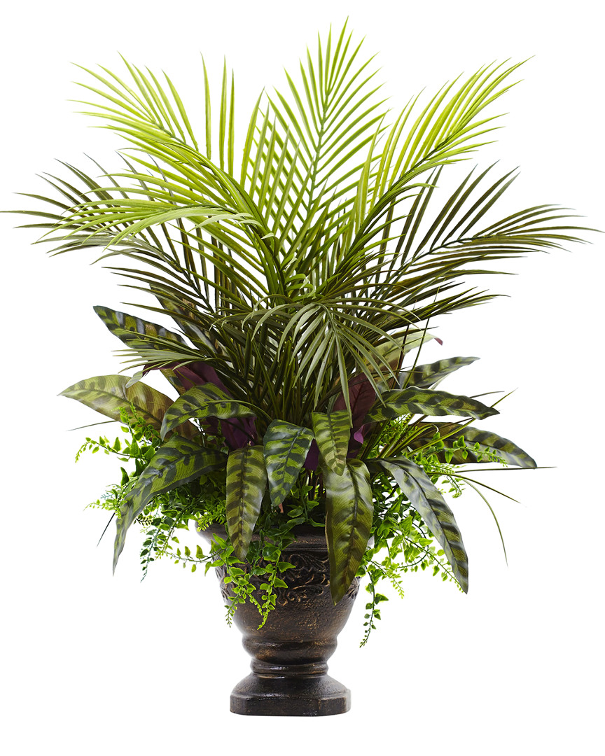 Nearly Natural 27in Mixed Areca Palm, Fern & Peacock With Planter
