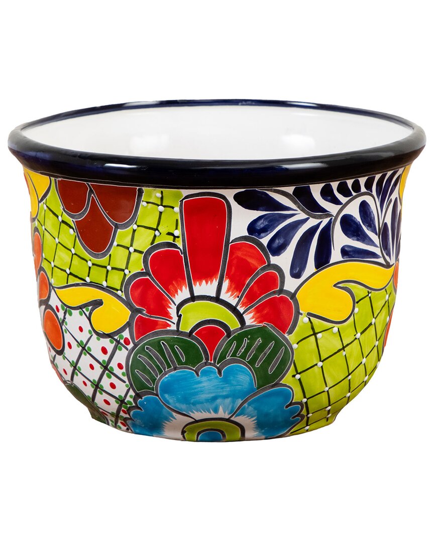 NEARLY NATURAL NEARLY NATURAL HANDMADE MEXICAN TALAVERA CERAMIC PLANTER 