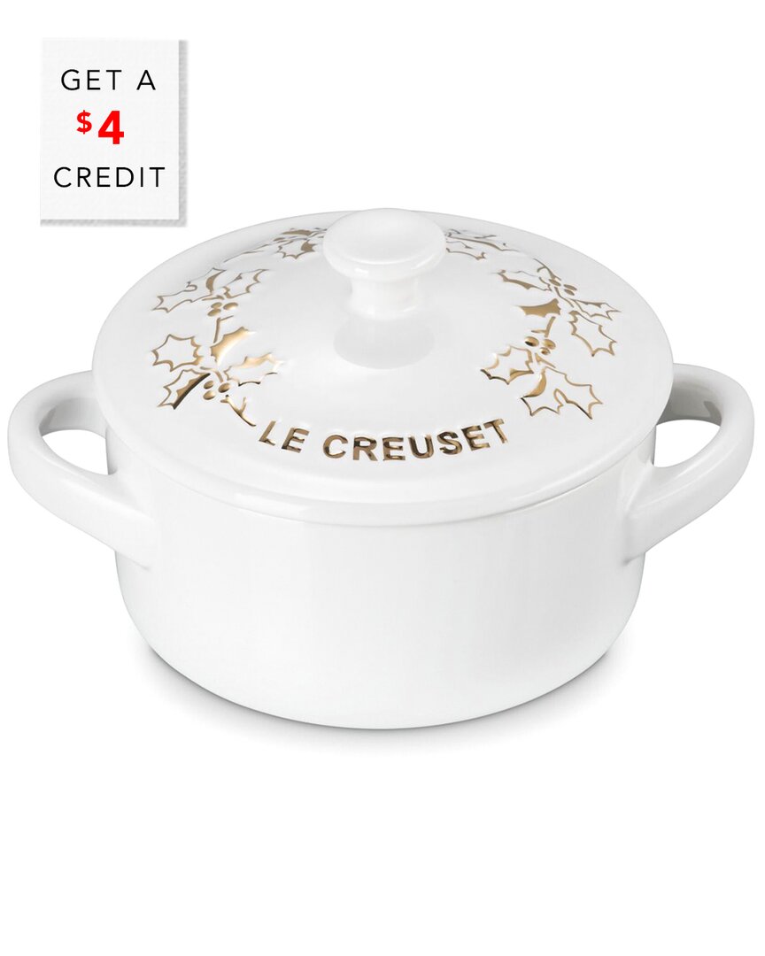 Le Creuset Holly Collection Applique Mini Round Cocotte With $4 Credit