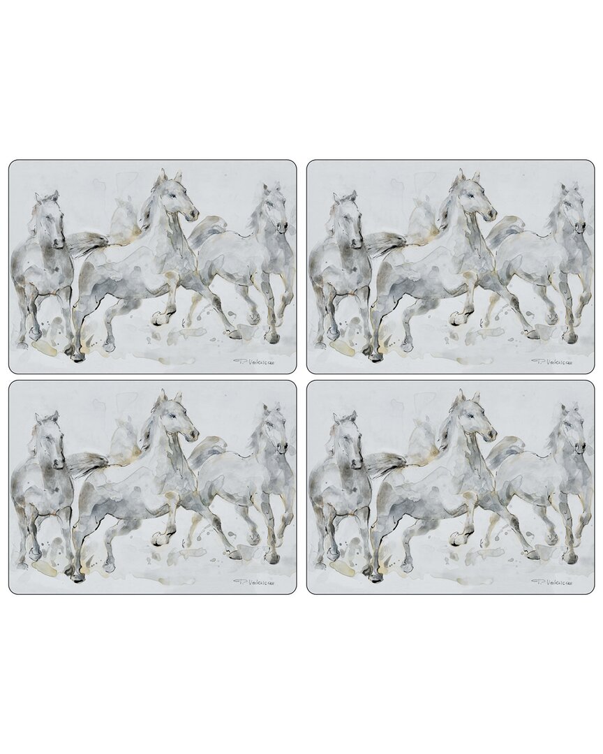 Pimpernel Set Of 4 Spirited Horses Placemats In Charcoal