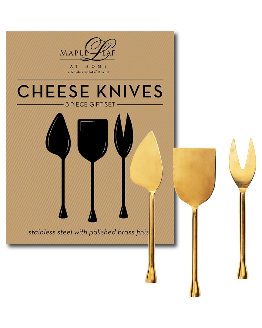 Maple Leaf At Home Set Of 3 Stainless Cheese Knives