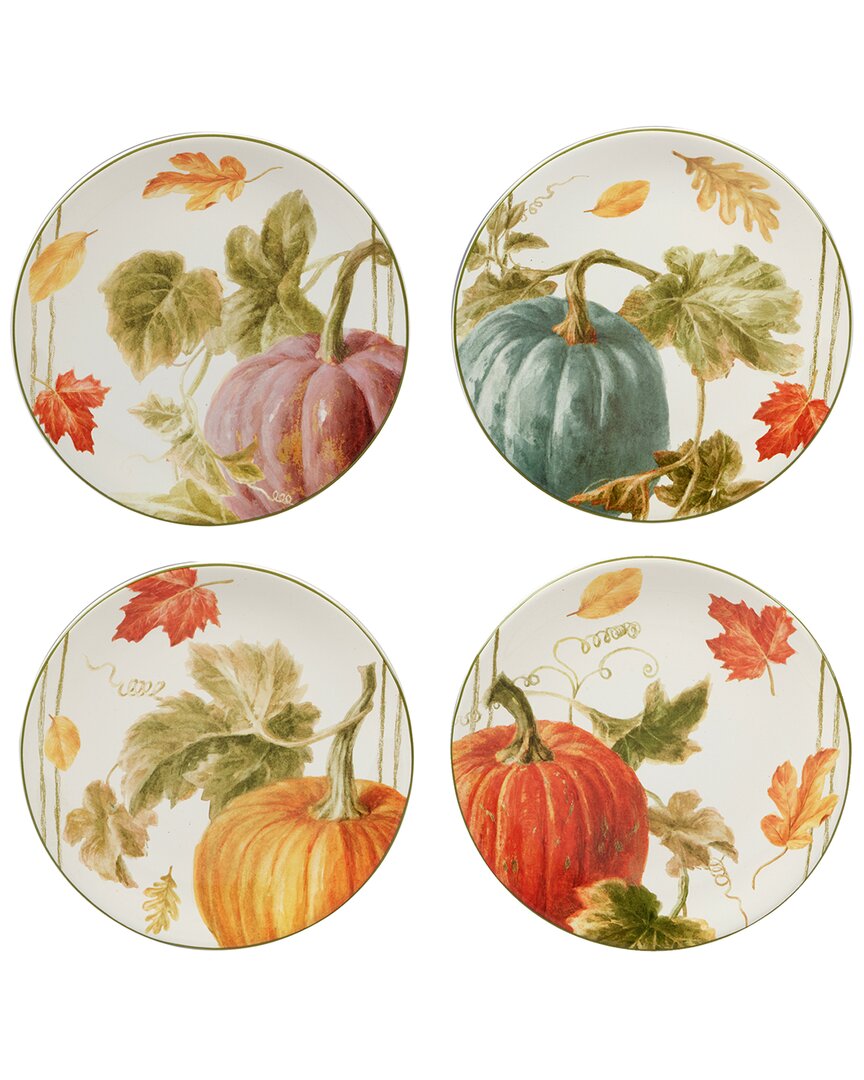Certified International Autumn Harvest Set Of 4 Dessert Plates In Multi