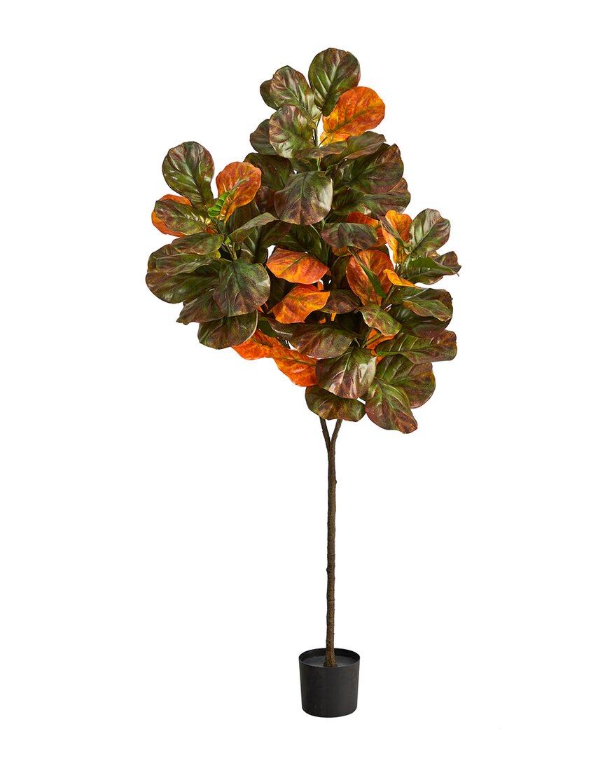 Nearly Natural Autumn Fiddle Leaf Artificial Tree 6ft. In Brown