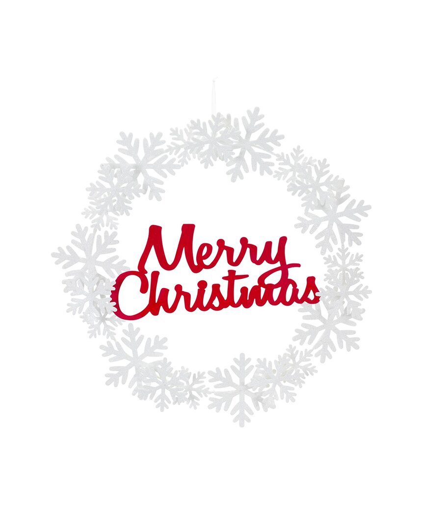 Melrose International Metal Cut Out Merry Christmas Wreath In Red