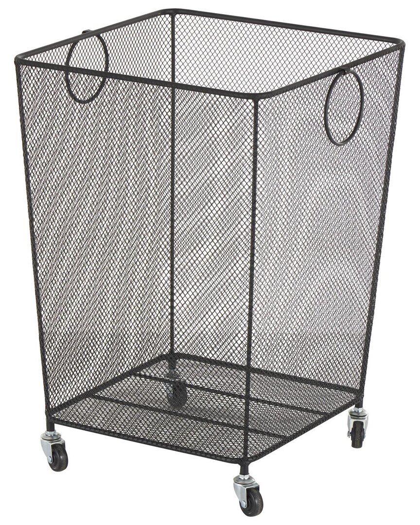 Peyton Lane Metal Square Mesh Wire Rolling Laundry Storage Cart In Black