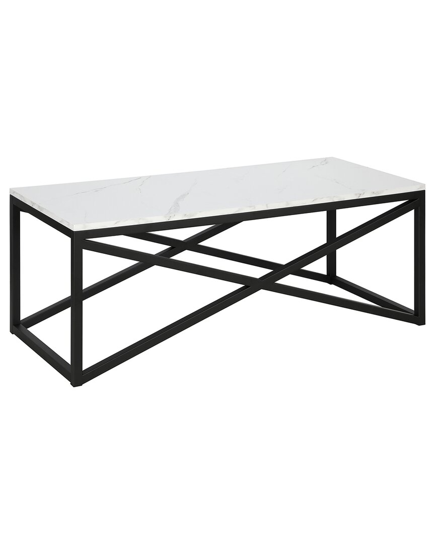Abraham + Ivy Calix 46in Rectangular Coffee Table With Faux Marble Top In Black