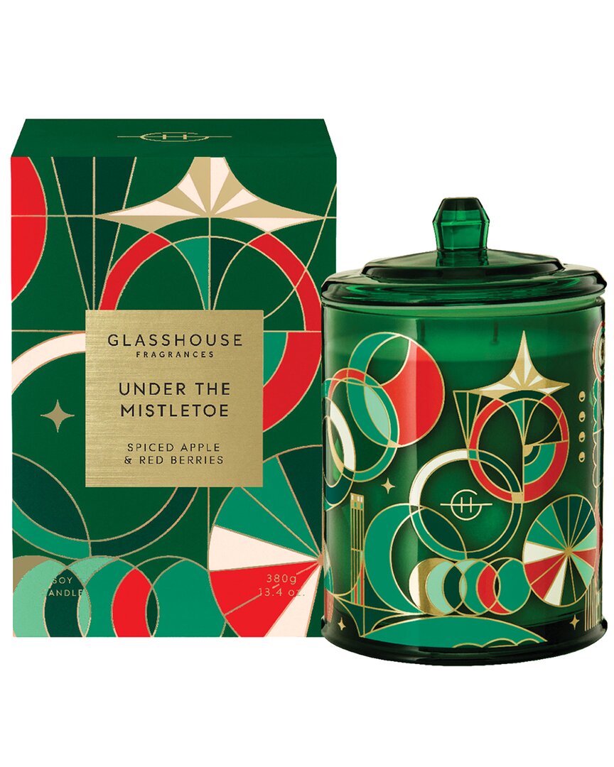 Glasshouse Fragrances Under The Mistletoe 380g Candle In Green