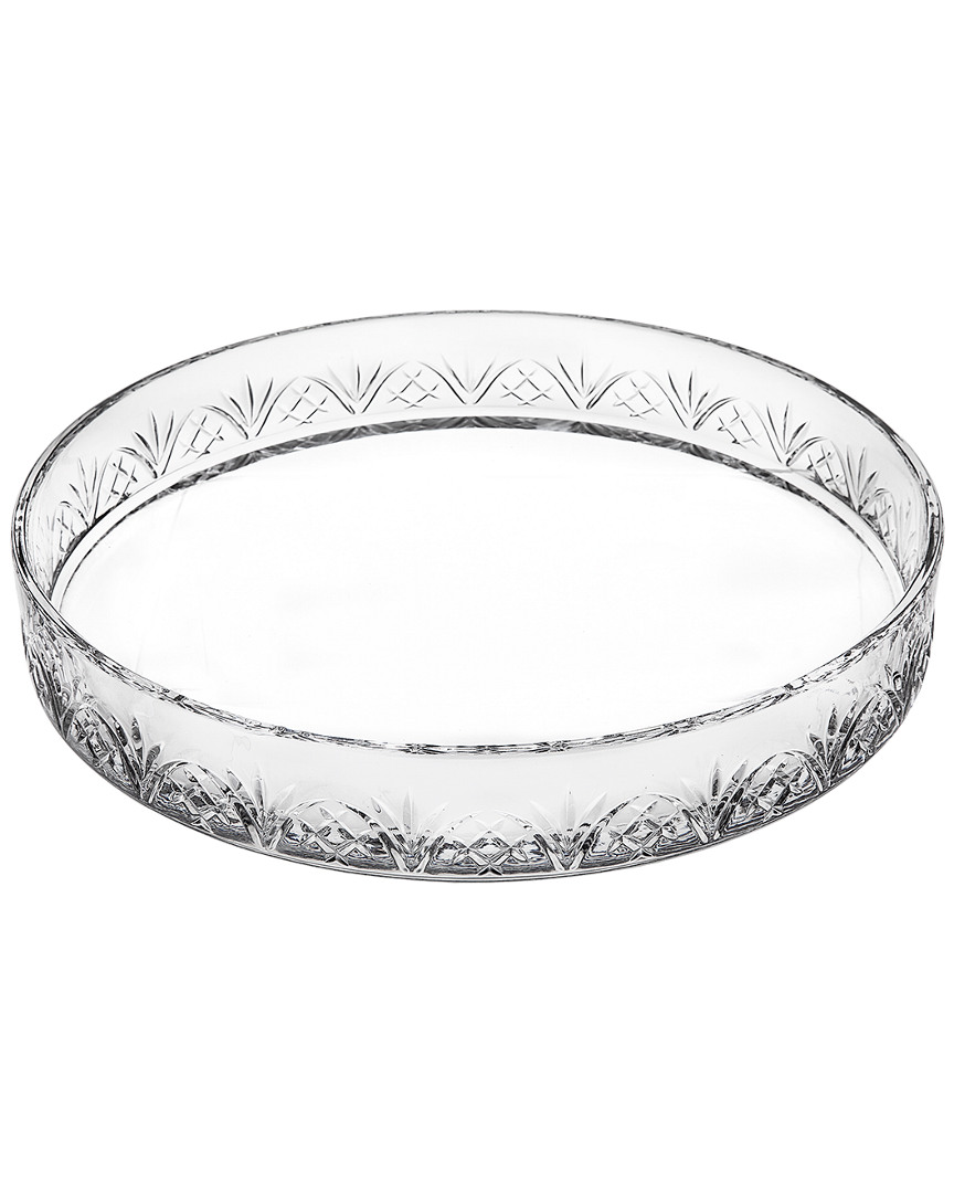 Shop Godinger Dublin Crystal Round Tray In Clear