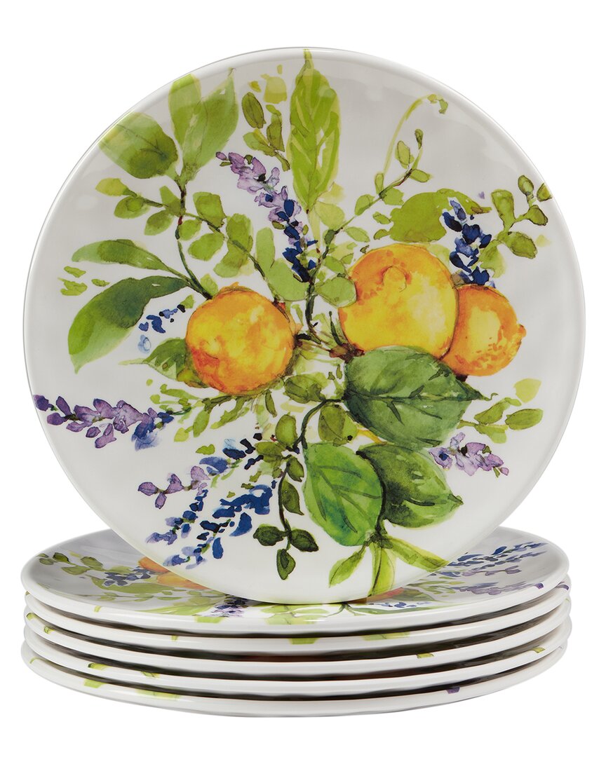 Certified International Melamine Set Of 6 Lemon Zest Salad Plates