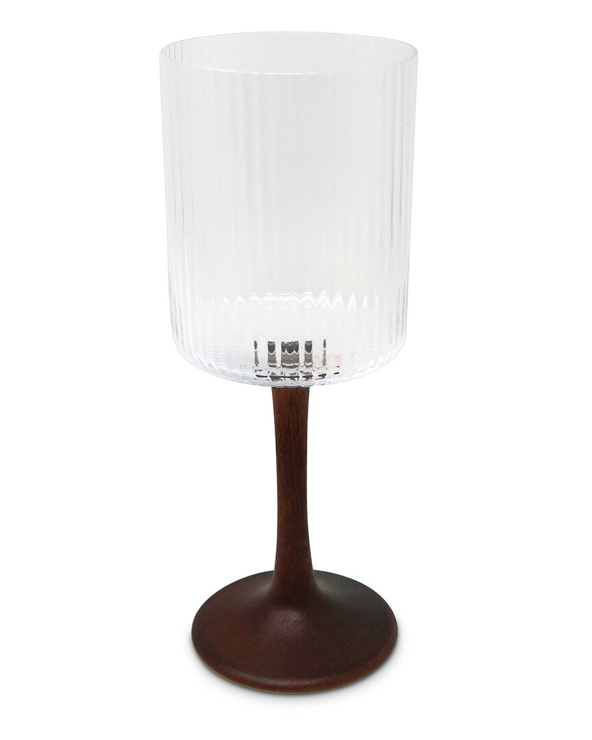 Vivience Set Of 6 Optic Water Glasses With Stem Detail