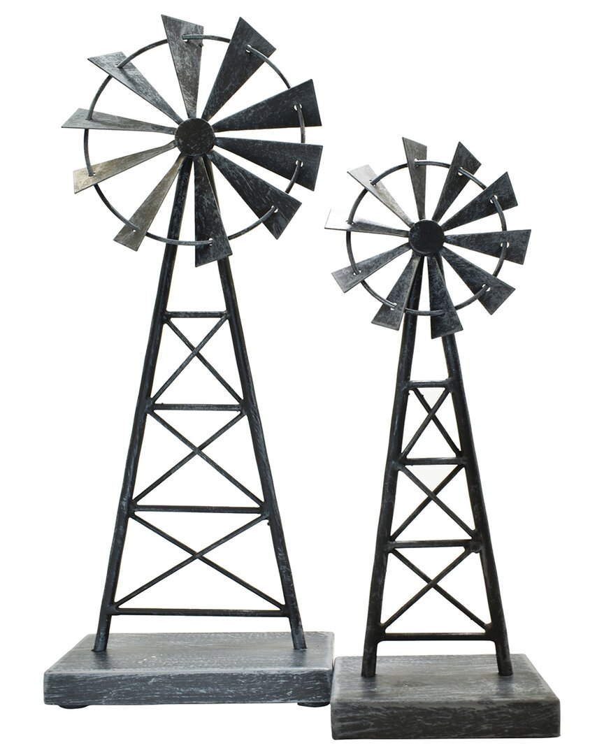 Adam & Friends Set Of 2 Metal Windmills Sculptures