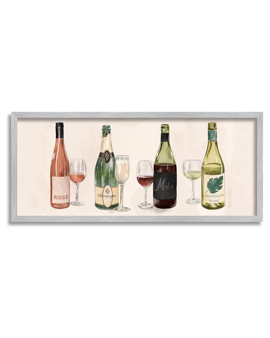 Stupell Various Wine Champagne Bottles Framed Giclee Wall Art By The Saturday Evening Post In Multi