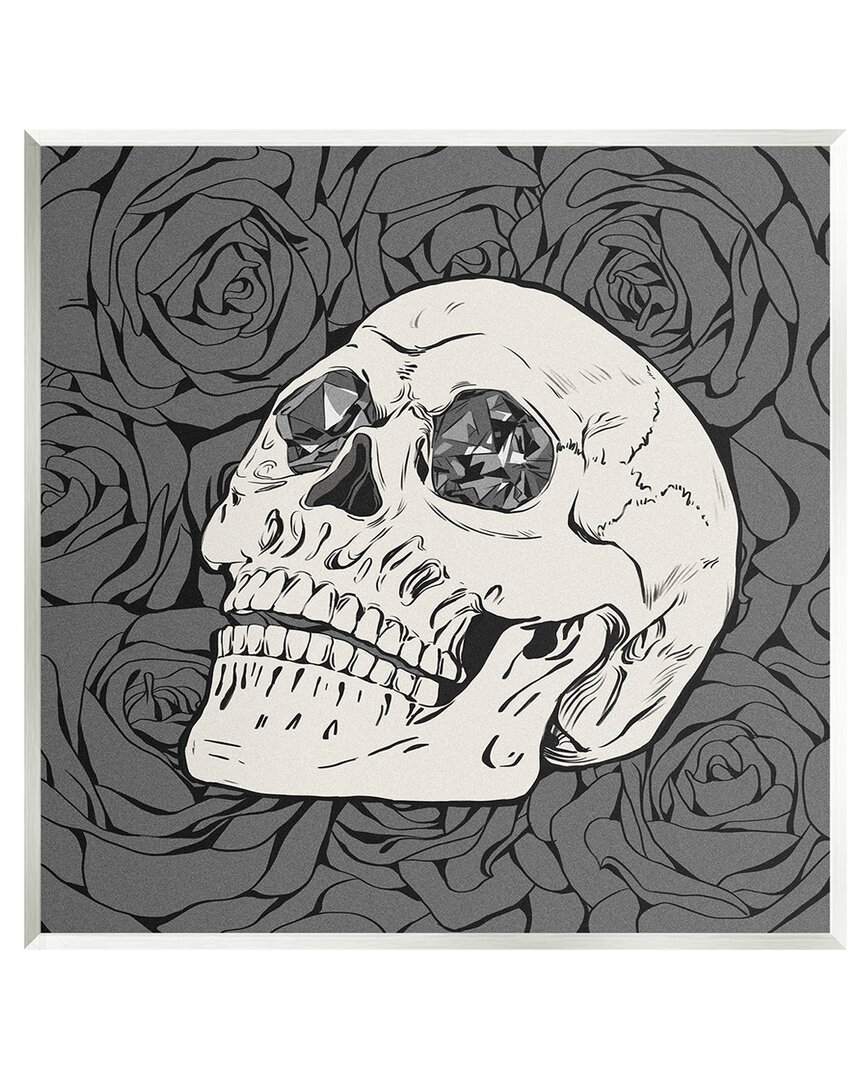 Stupell Crystal Eyes Skull Goth Roses Wall Plaque Wall Art By Ziwei Li In Gray