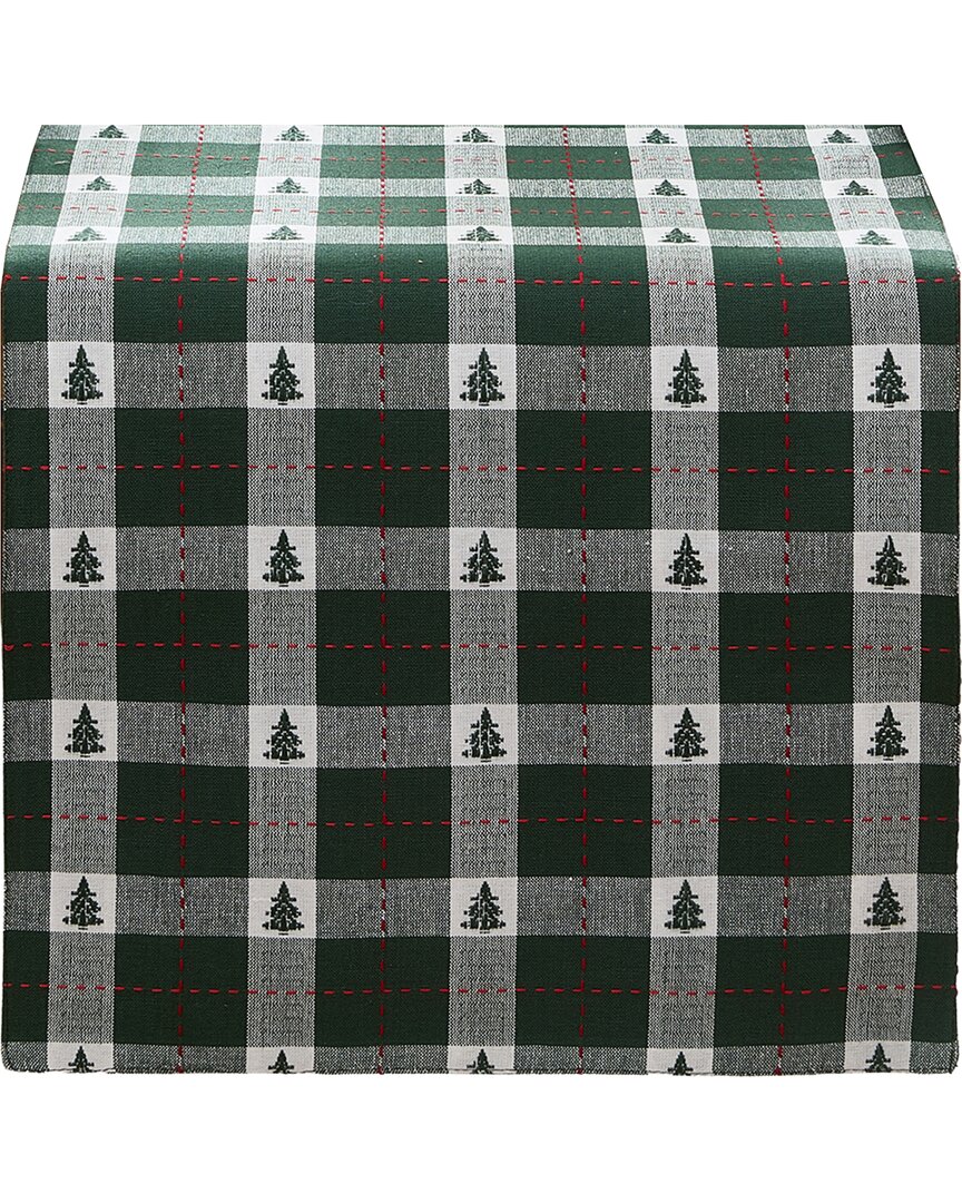 Elrene Home Fashions Sherwood Tree Dobby Cotton Table Runner In Green