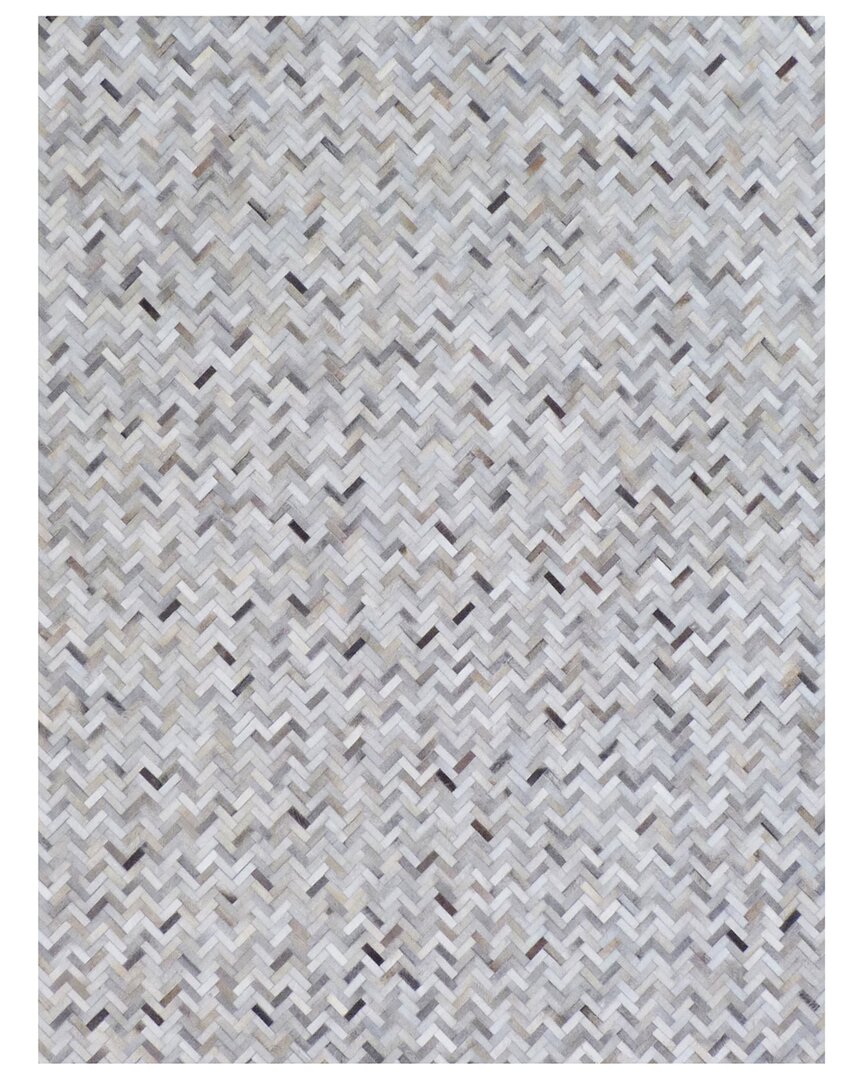 Exquisite Rugs Mosaic Leather Cowhide Rug In Silver