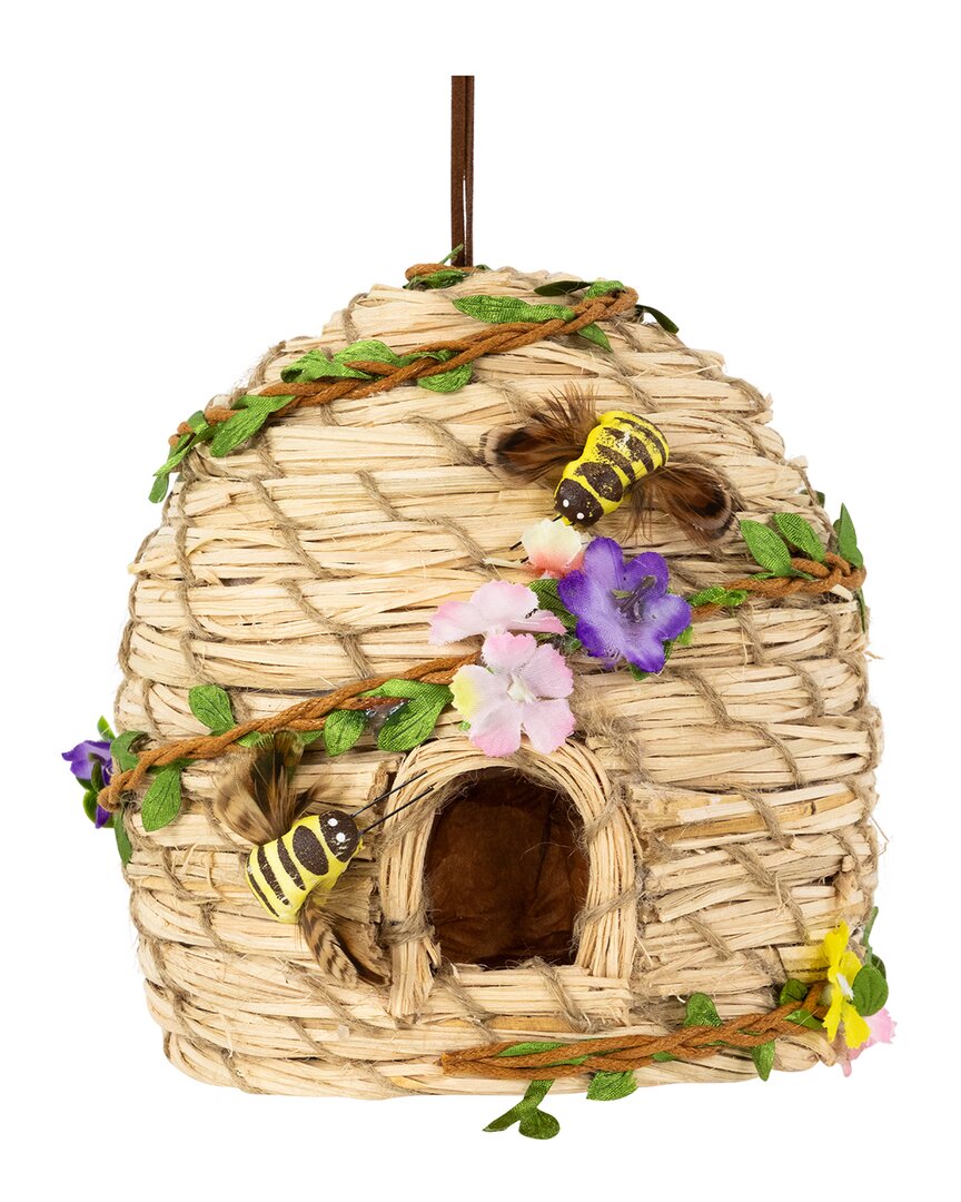 Northlight Beehive With Bees Hanging Decoration In Beige