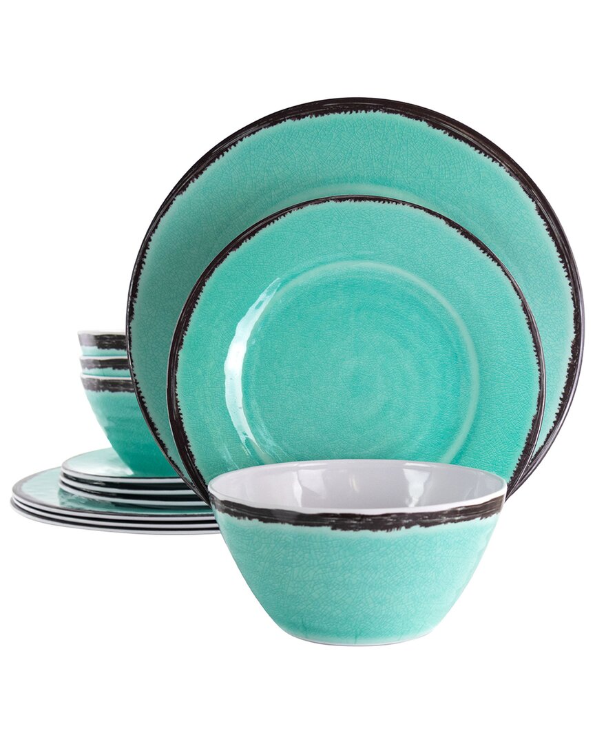 Elama Azul Banquet 12pc Melamine Dinnerware Set