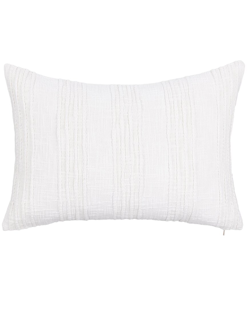 Classic Home Woven Stripe Gratitude Cotton Throw Pillow In White