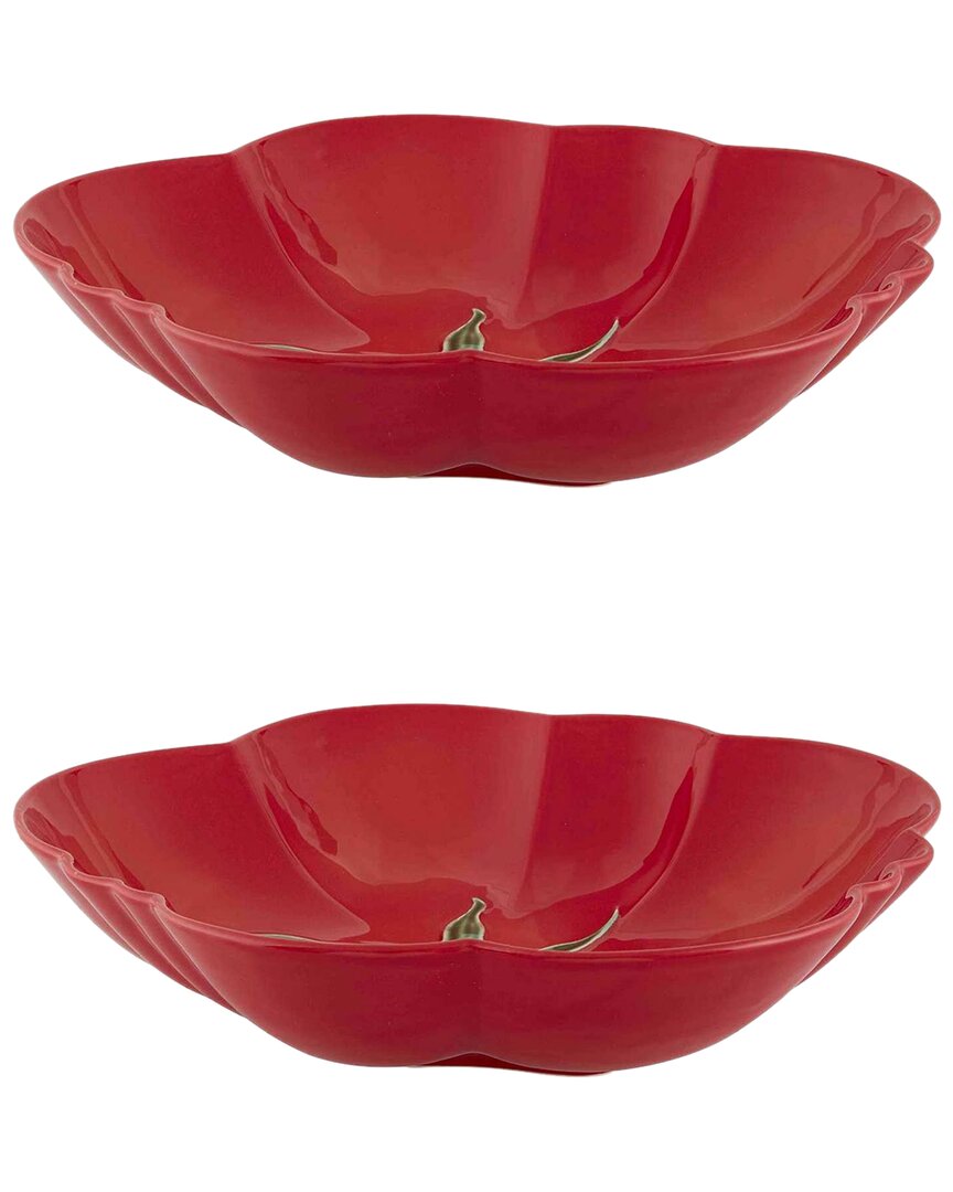 Bordallo Pinhiero Tomato Pasta Bowls (set Of 2) In Red