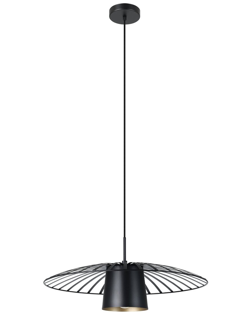 Eglo Felixkirk 1 Light Pendant With Black Finish & Black With Gold Interior Metal Shade