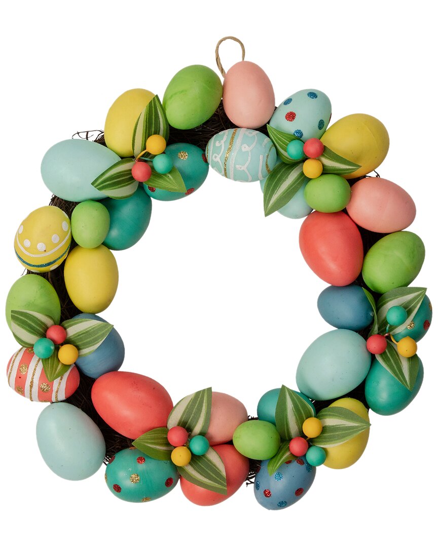 Northlight Decorated Easter Egg Twig Wreath In Pink