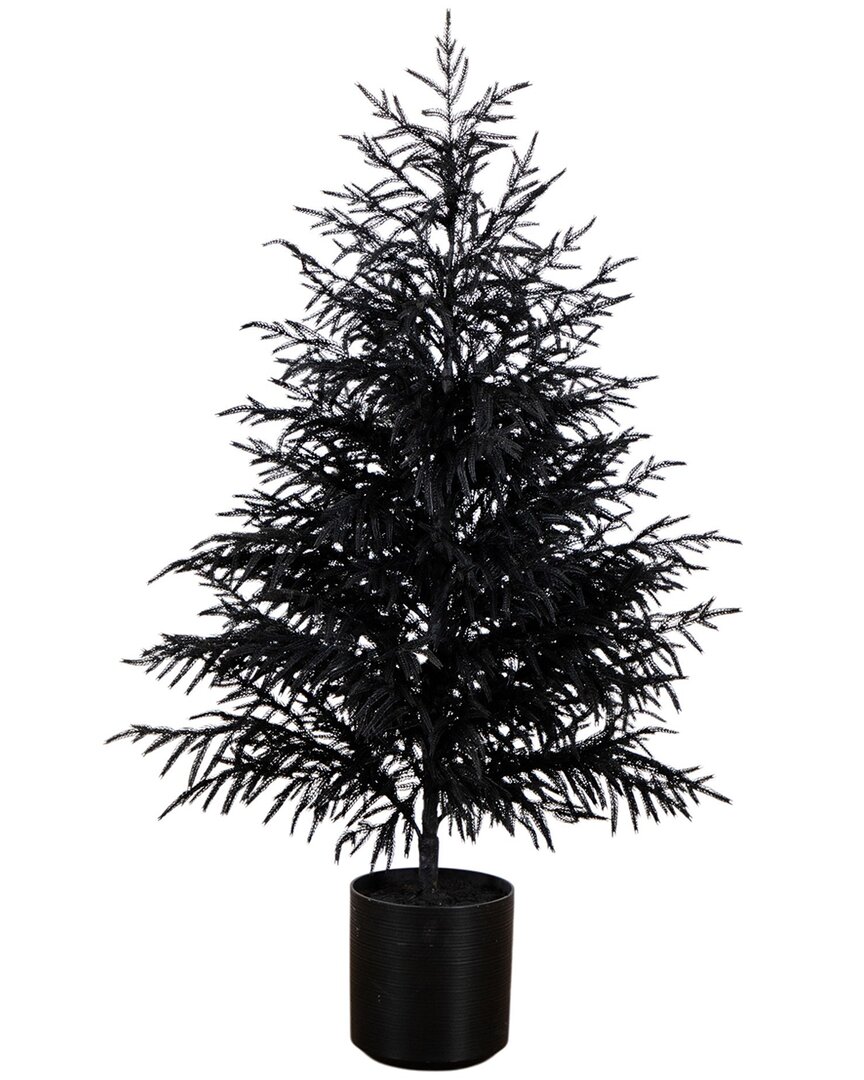 Nearly Natural 5ft. Artificial Halloween Real Touch Black Norfolk Pine Christmas Tree In Black