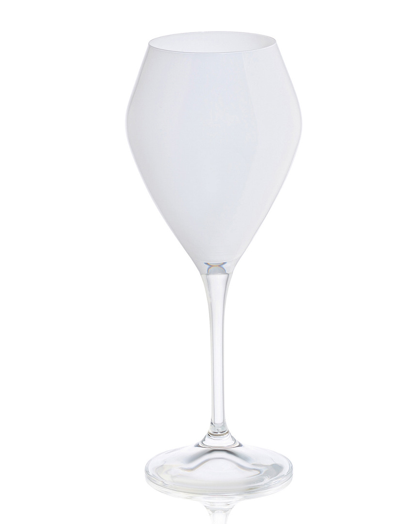 Classic Touch Set Of 6 V-shaped Wine Glasses White With Clear Stem