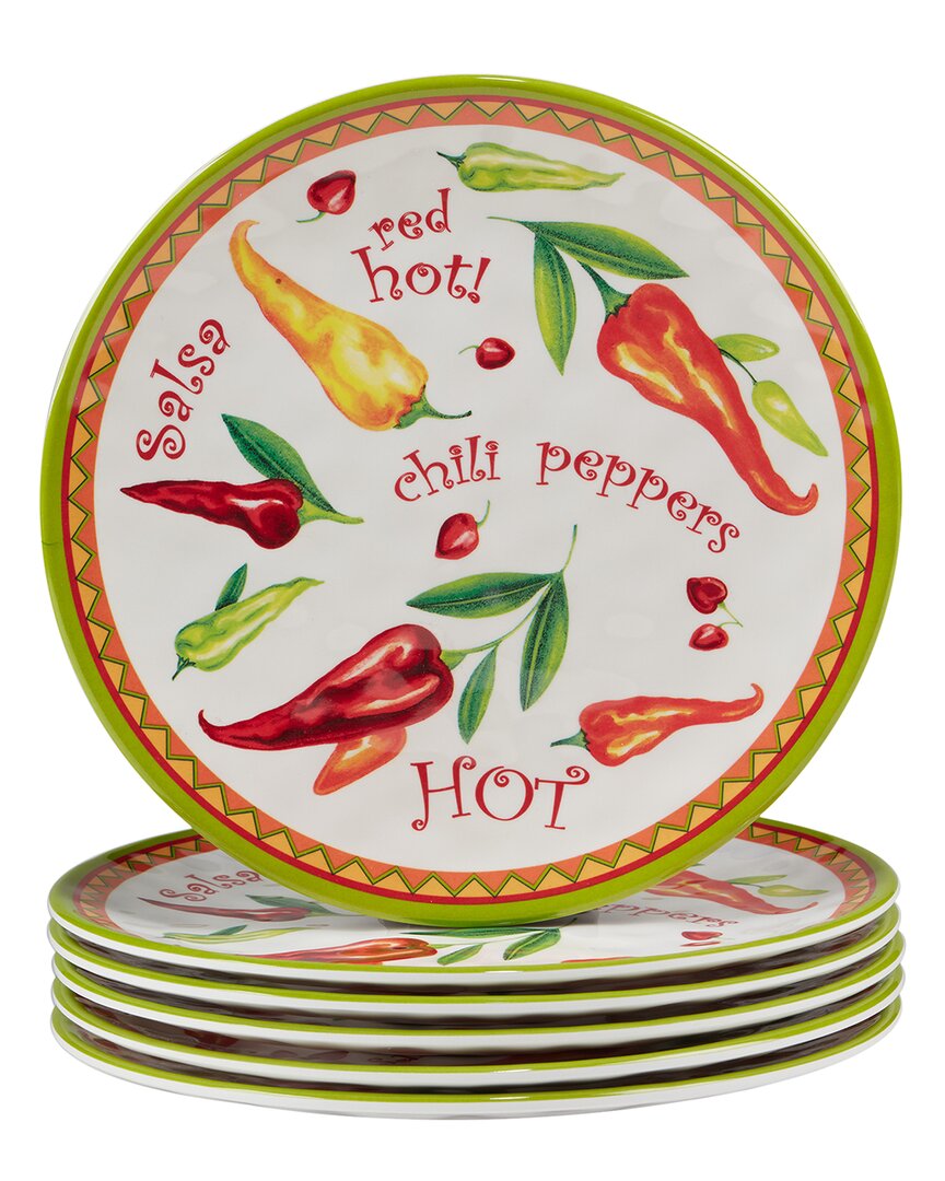 Certified International Melamine Set Of 6 Red Hot Salad Plates