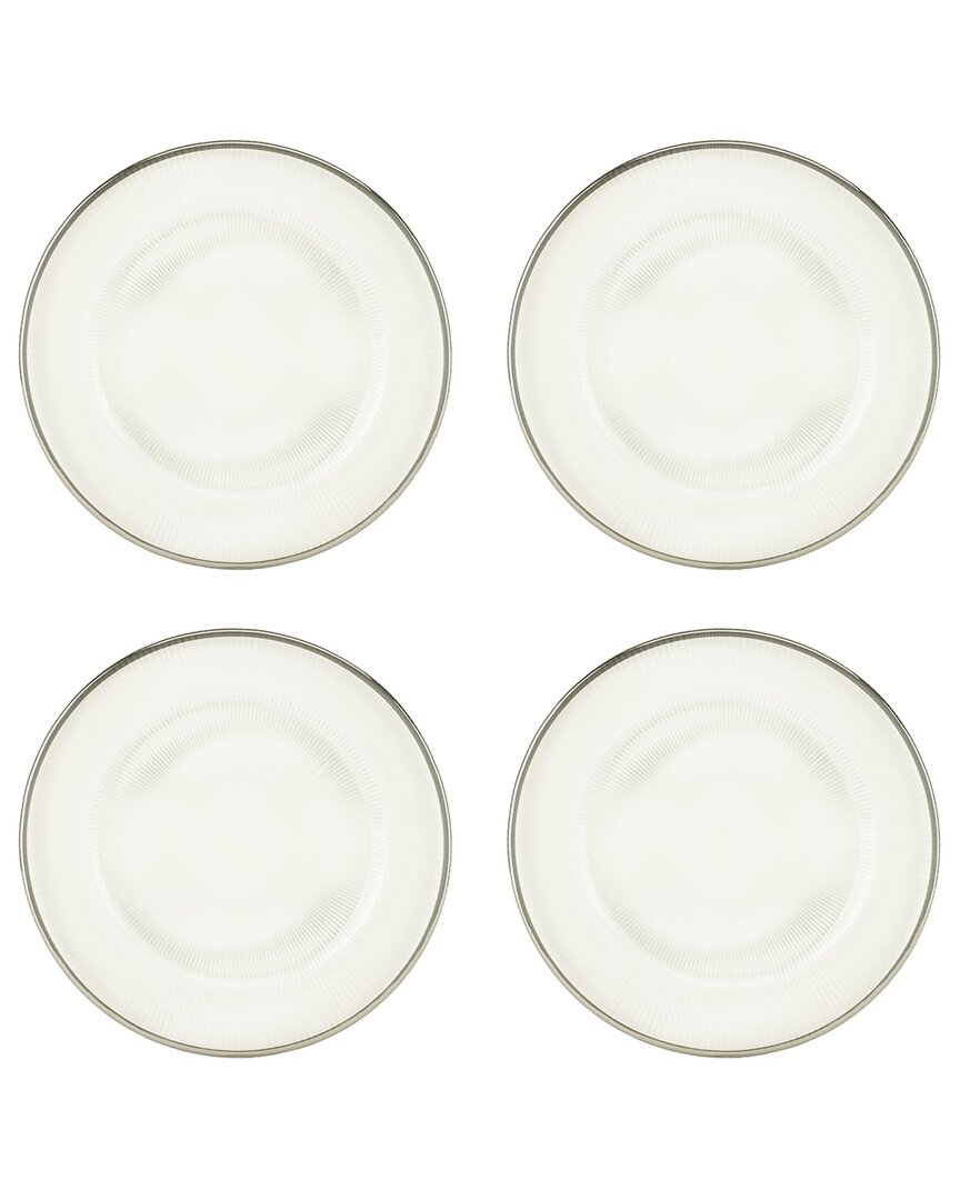 10 Strawberry Street Set Of 4 Markle Ribbed Glass Chargers In Metallic