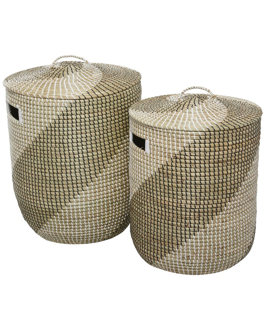Peyton Lane Set Of 2 Brown Sea Grass Storage Baskets