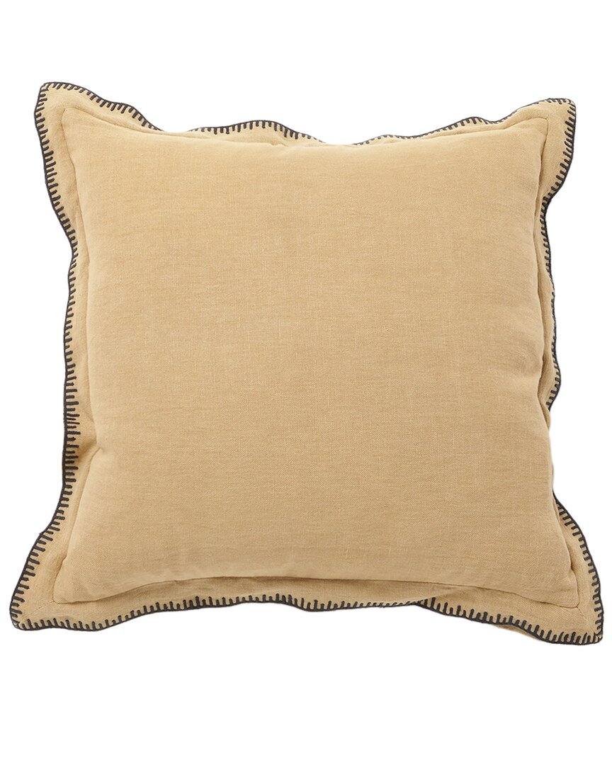 Global Views Stitched Linen Pillow In Gold