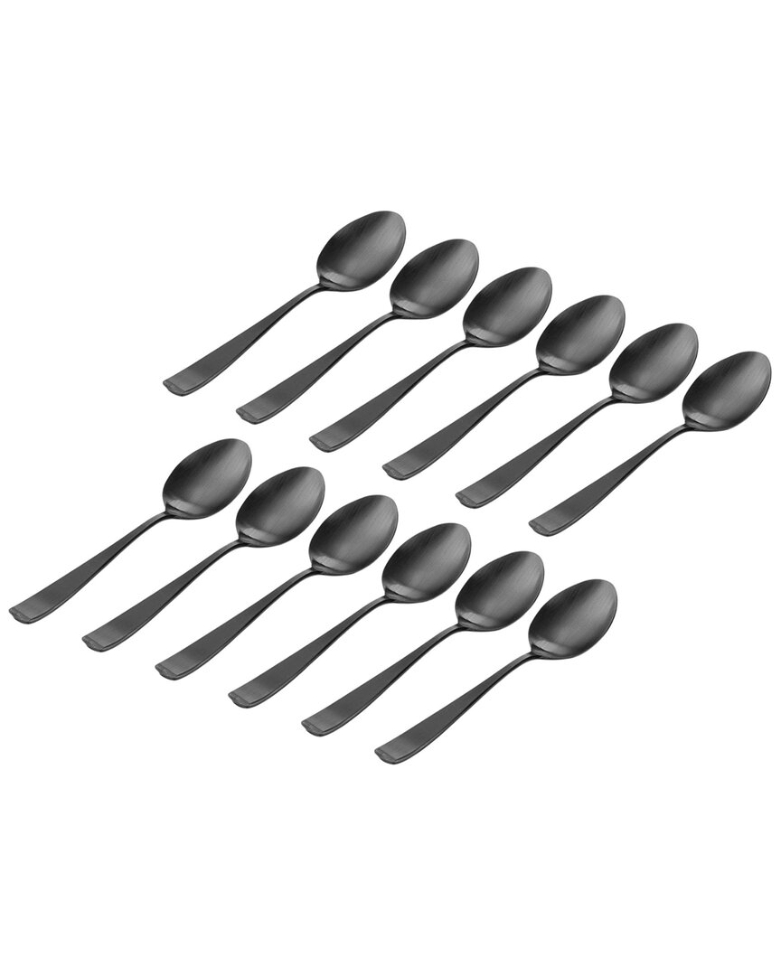 Godinger Set Of 12 Chisel Matte Black 18/0 Stainless Steel Tablespoon