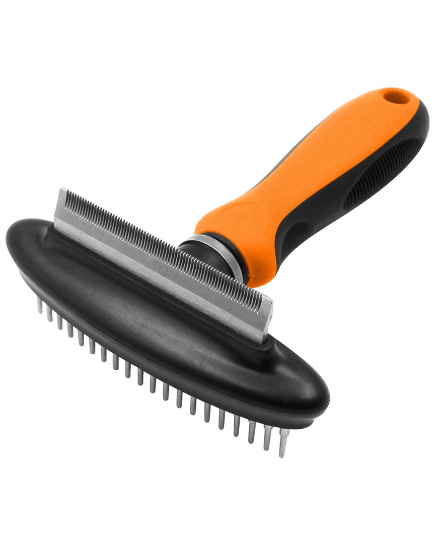 Pet Life Flex Series 2 In 1 Dual Sided Grooming Undercoat Pet Rake In Orange