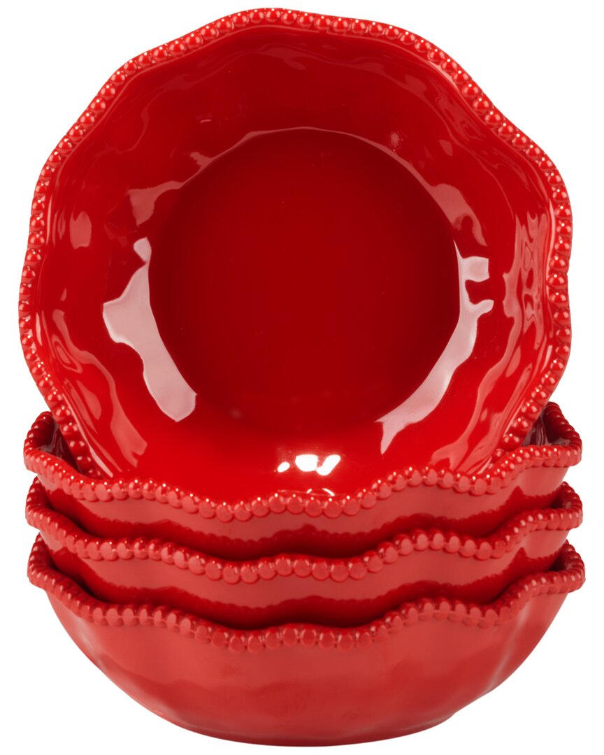 Certified International Set Of 4 Perlette Red All Purpose Bowls