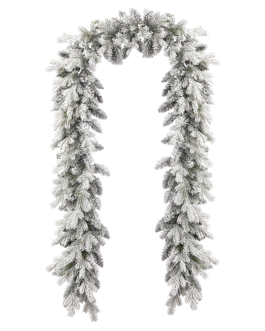 Seasonal Llc Shadow Woods Flocked Spruce 9ft Garland In Green