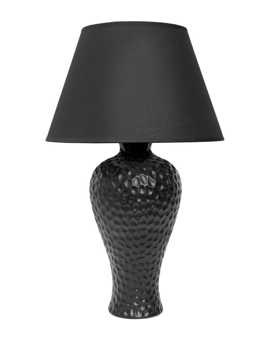 Lalia Home Essentix 20.08in Traditional Ceramic Textured Imprint Winding Table Desk Lamp In Black