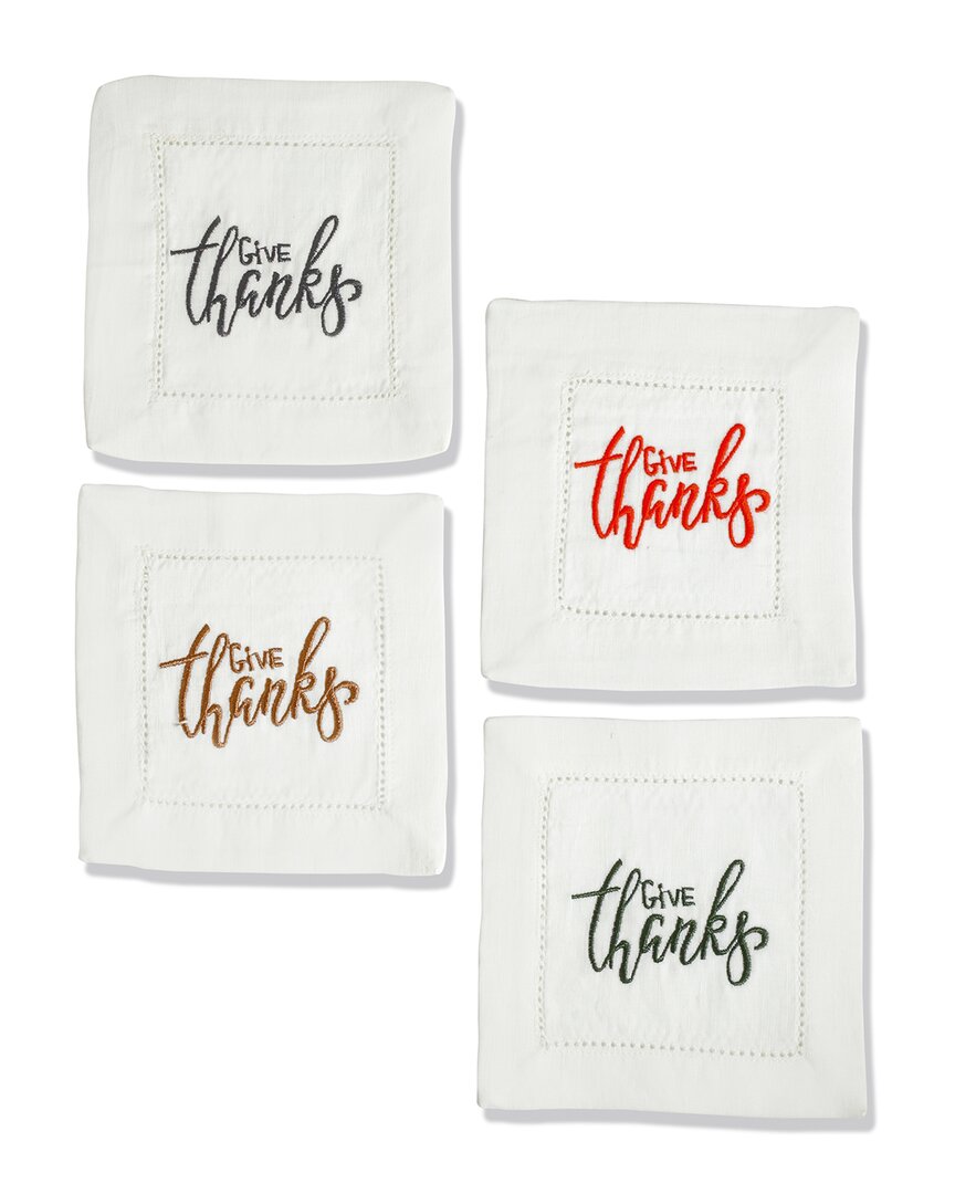 Tiramisu Set Of 4 Give Thanks Calligraphy Cocktail Napkins