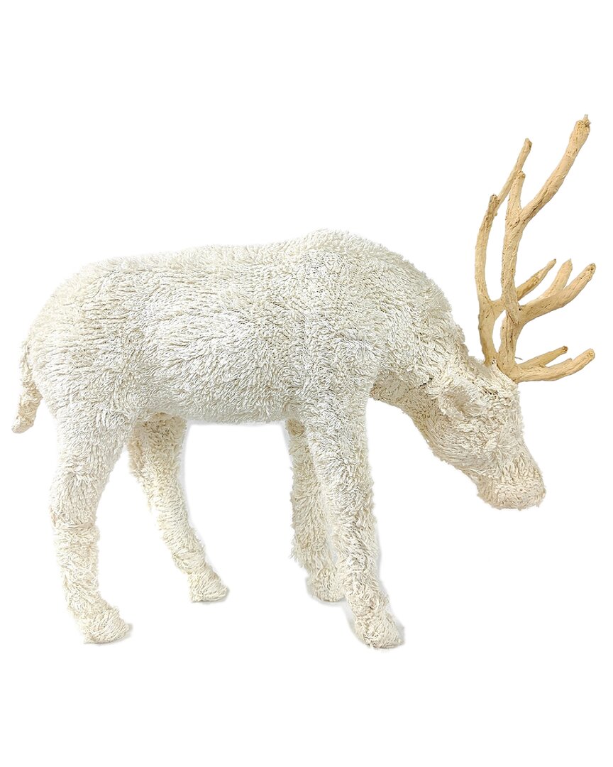 Bidkhome Xxl. Stag Grazing Knitted Bocule H44 In White